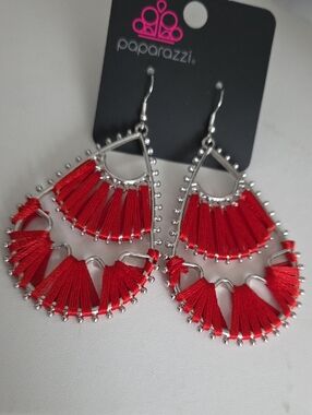 Paparazzi Samba Scene Red Earrings NWT